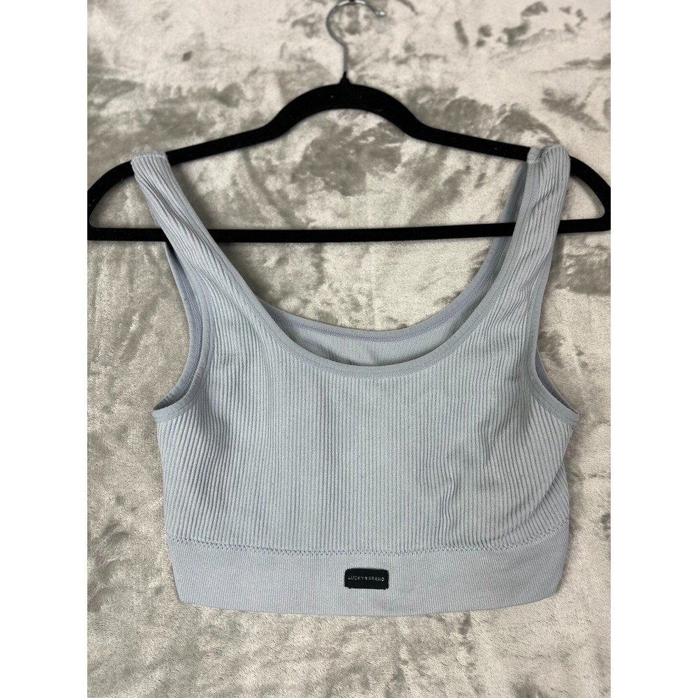 Lucky Brand Gray Ribbed Sports Bra Athleisure Activewear Women's Size Medium